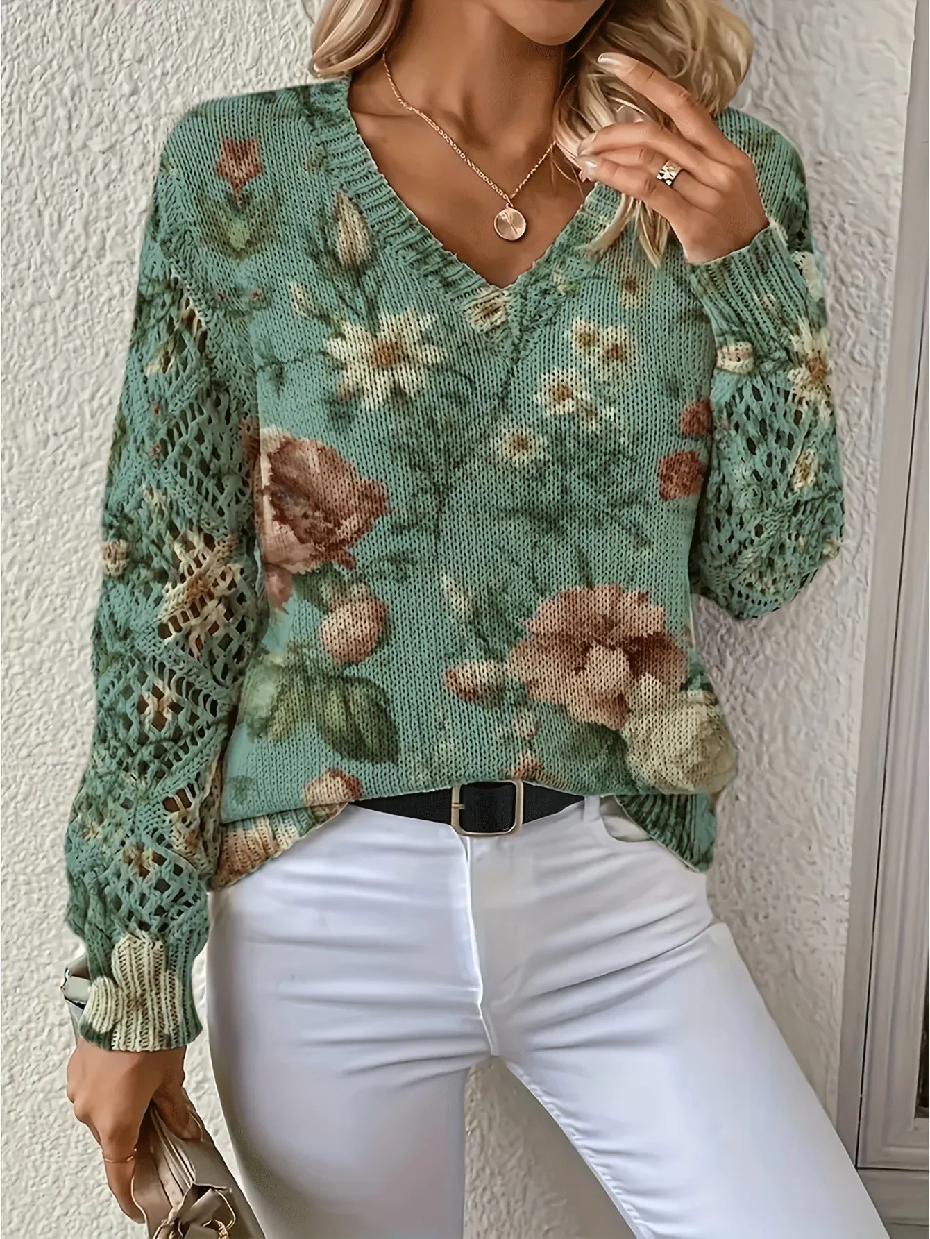 Bohemian Floral Print Sweater
